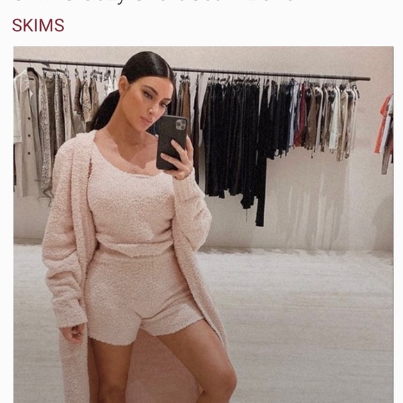 Skims Cozy Short Set Sz S/M in Bone - Picture 4 of 15